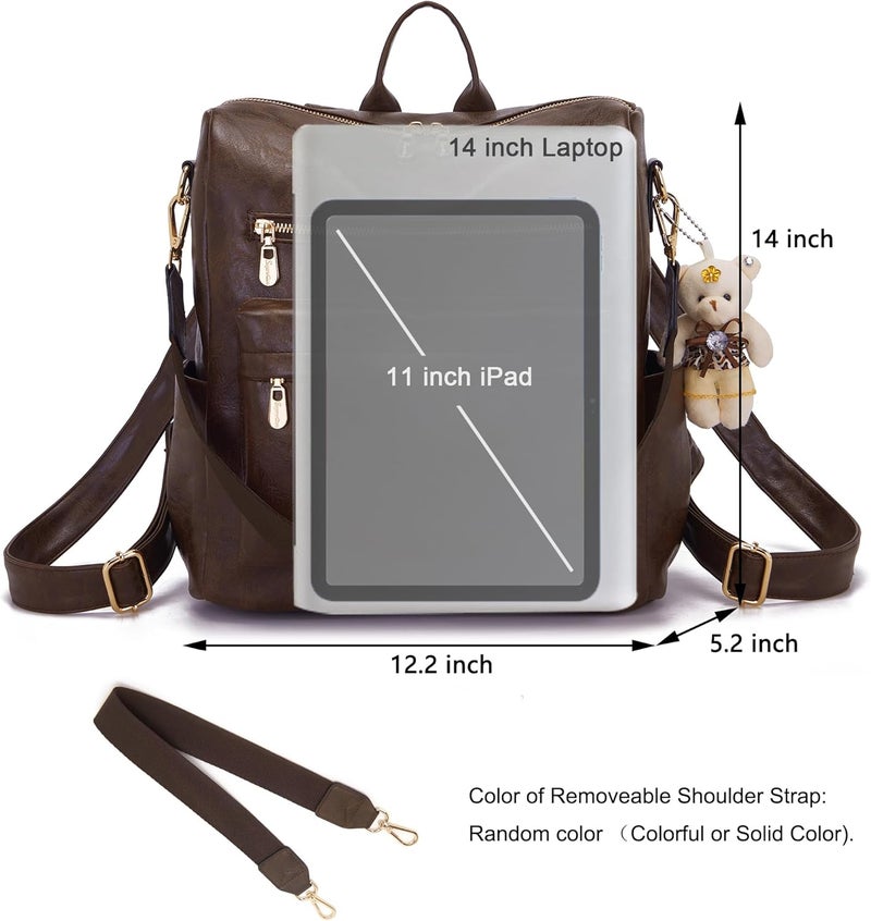 Soperwillton Women Backpack Purse Multipurpose Design Handbags Shoulder Bag PU Leather Travel bag Backpack Set 2pcs - Image 5